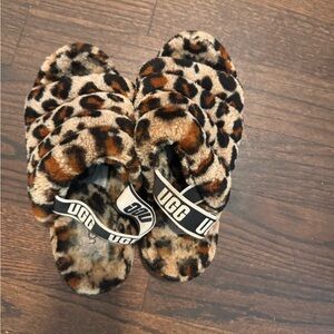 UGG Animal Print Fuzzy Slippers